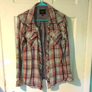 Rails Multicolor Plaid Shirt teal and peach